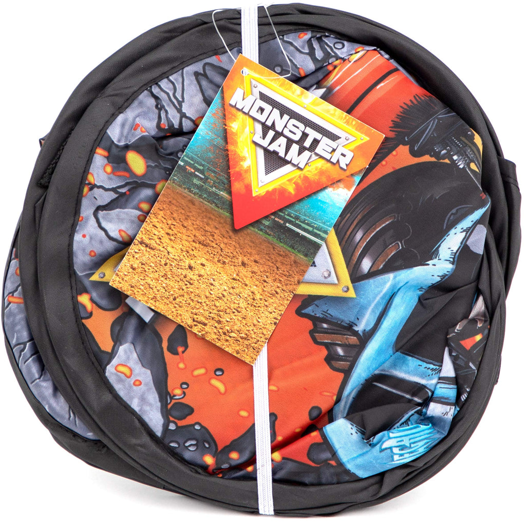 Monster Jam Break Out Pop Up Hamper - Mesh Laundry Basket/Bag with Durable Handles - Features Grave Digger & Megalodon