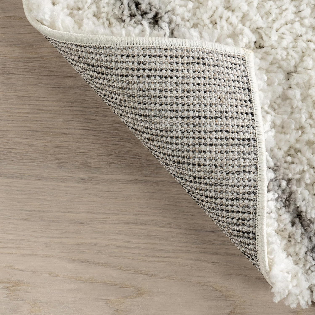 Tess Moroccan Shag Area Rug - 8x10 Shag Area Rug Modern/Contemporary White/Grey Rugs Bedroom Dining Room Nursery