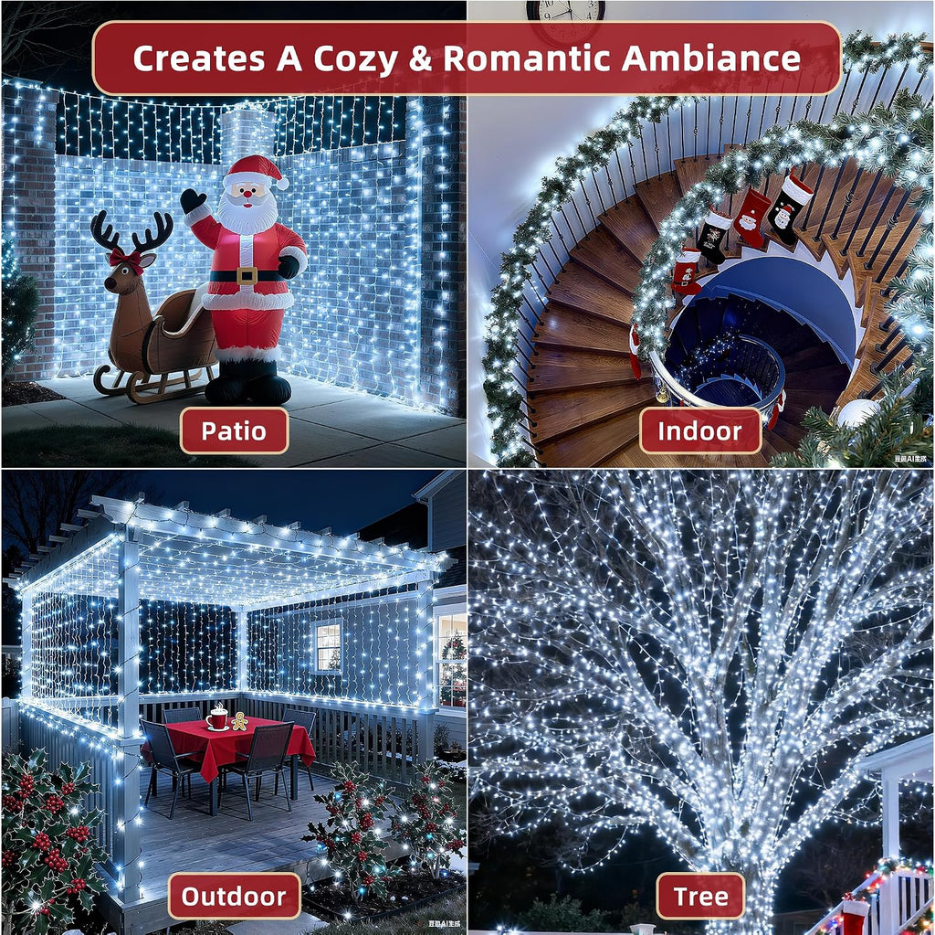 470FT Christmas Lights Outdoor, 1500 LED Christmas Tree Decoration Lights with 12 Modes & Timer Memory, Dimmable Plug