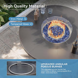 48" Round Propane Fire Pit Table,55000 BTU Auto-Ignitiongas Gas Fire Table with Fire Glass and Lid,Waterproof Cover and Blue Glass Stone for - Image 2
