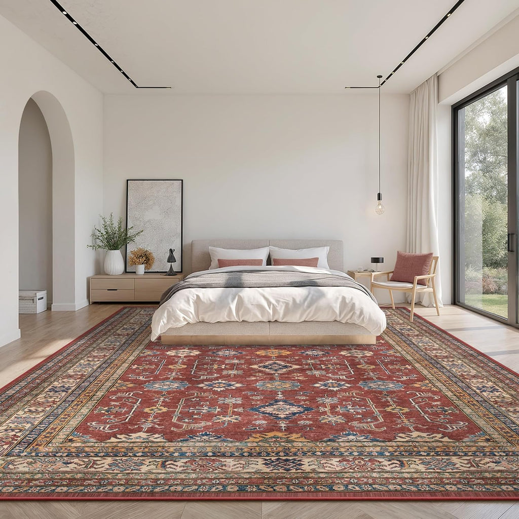9x12 Area Rug - Stain Resistant Washable Area Rug, Anti Slip Backing Area Rugs 9x12 Living Room, Vin