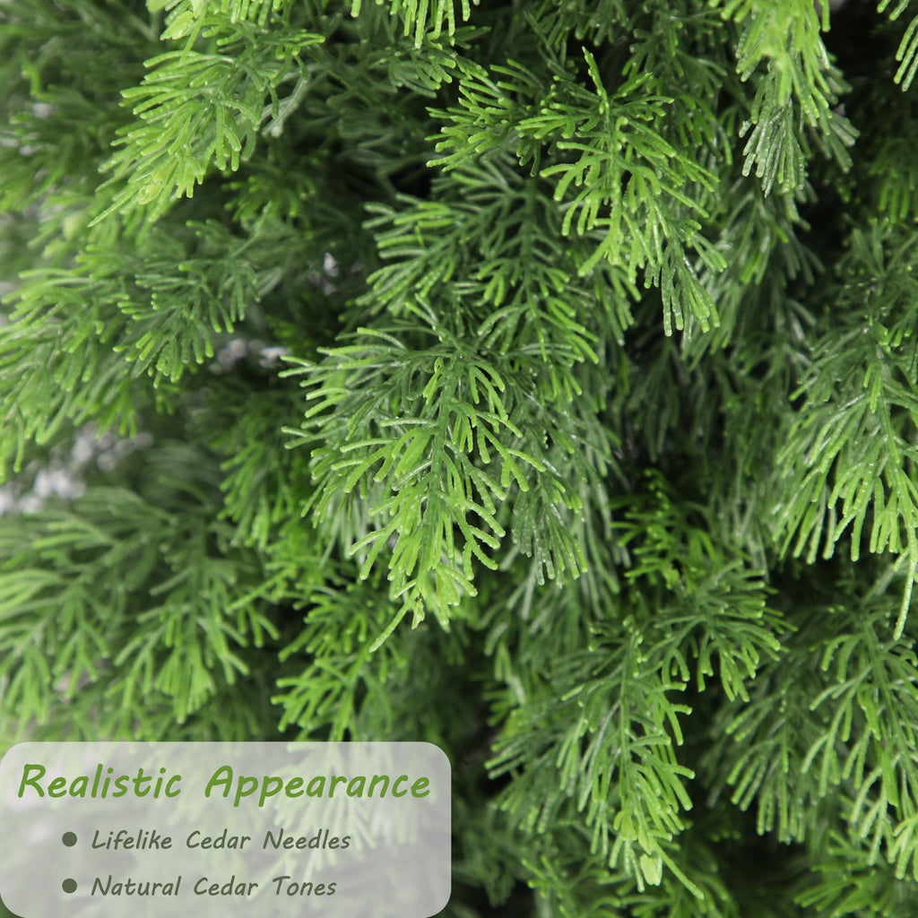 4FT UV Resistant Topiary Trees Artificial with Golden Urn Planter, 2 Set Artificial Cedar Trees for Outdoor, Faux