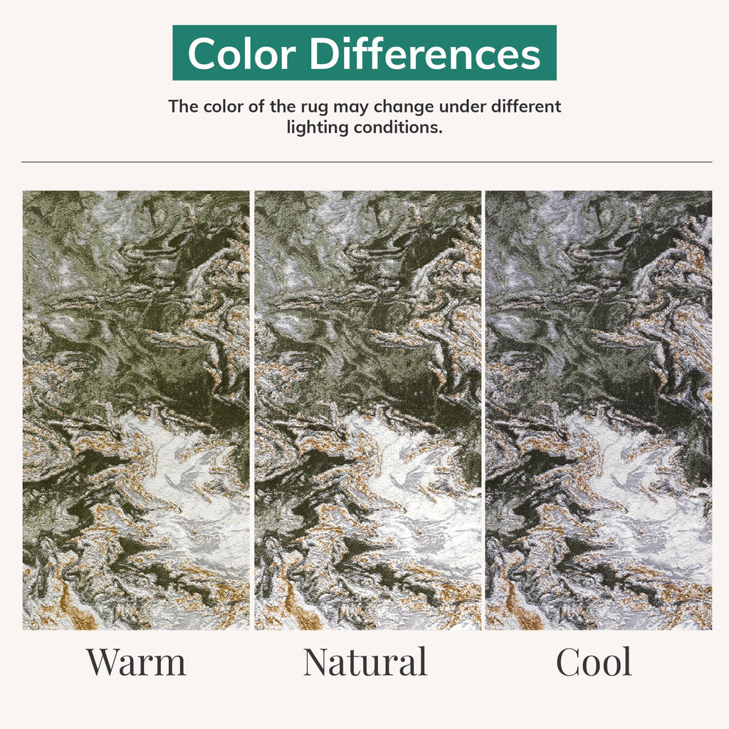 Marble Swirl Abstract Area Rug, Green