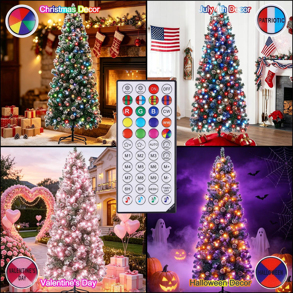 Pre-Lit Pencil Christmas Tree with 230 LED Smart RGB Lights