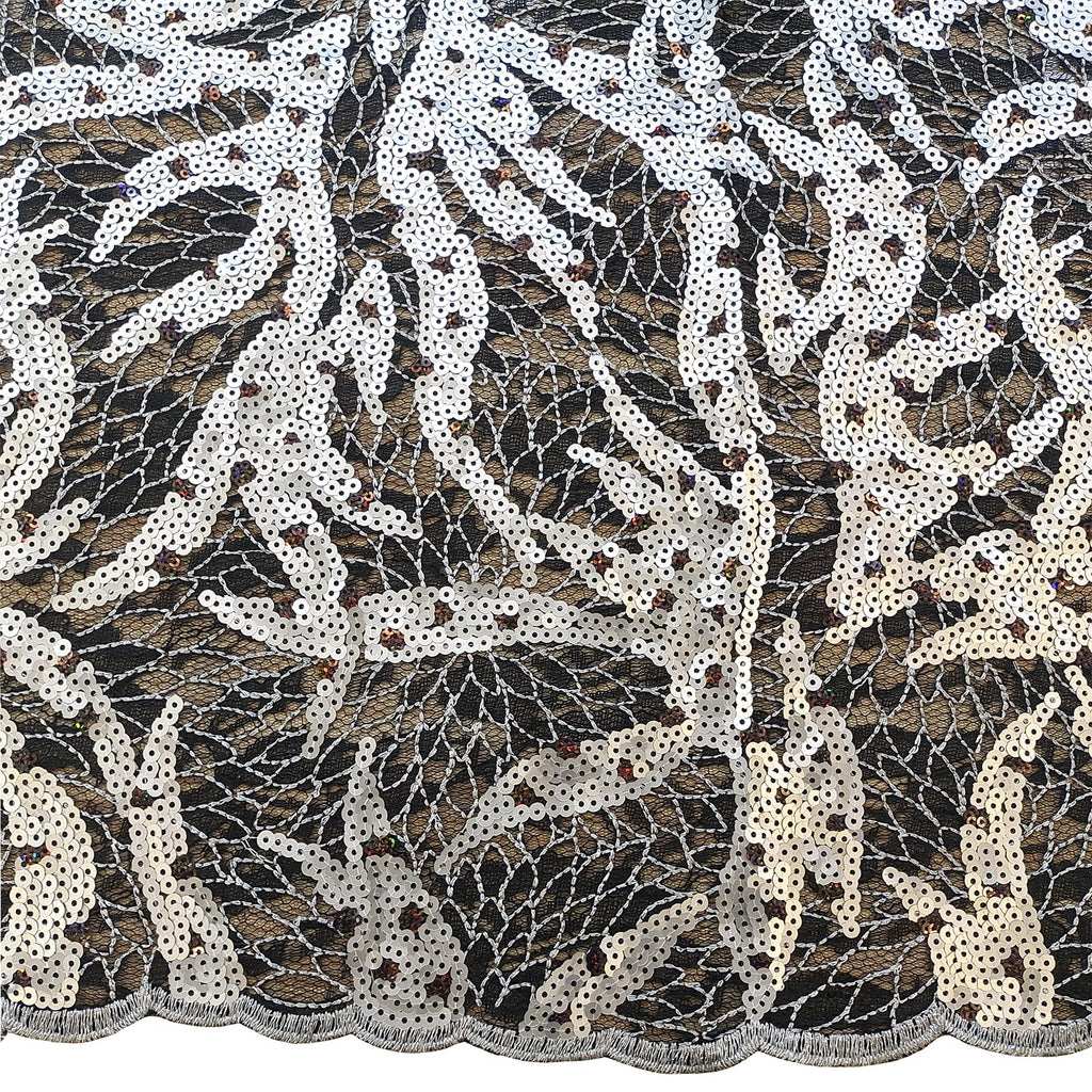 African Lace Fabric 5 Yards Silver Sequins Embroidery