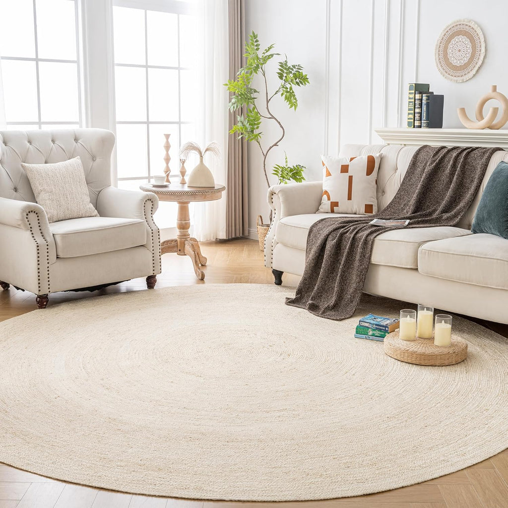 Round Jute Rug 6Ft,Soft and Chunky Natural Fiber,Handwoven Rugs