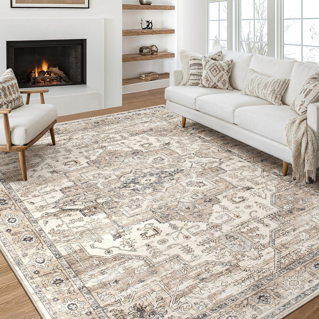 Area Rug 9x12 Washable Vintage - Soft Traditional Rugs