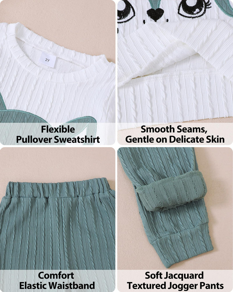 Toddler Girl Fall Clothes: Soft Warm Outfits Sets Fox Embroidered Knit Sweatshirt & Solid Sweatpants Cute Home &