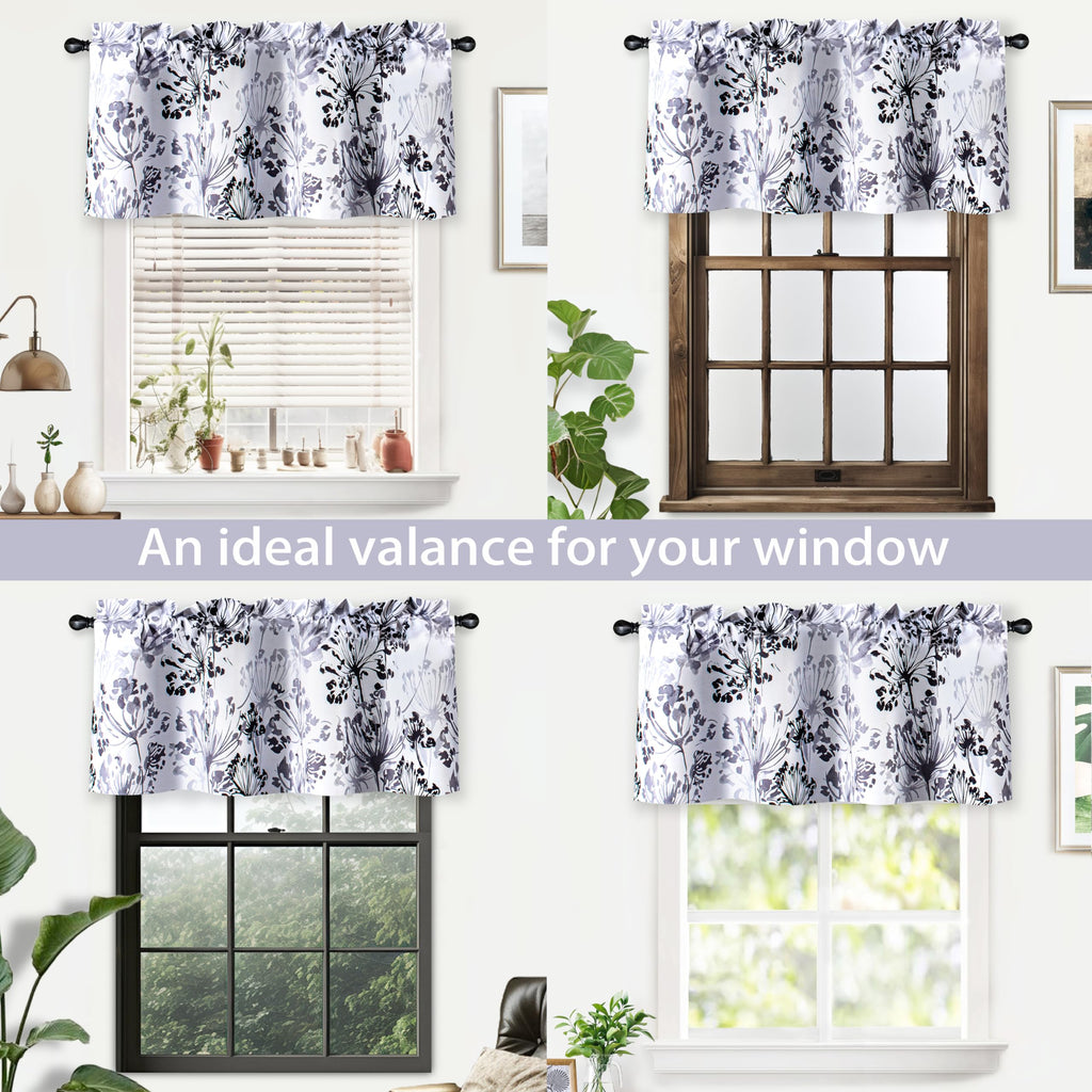 Acacia Floral Blossom Watercolor Printed 100 Percent Blackout Thermal Insulated Window Curtain Valance Rod Pocket