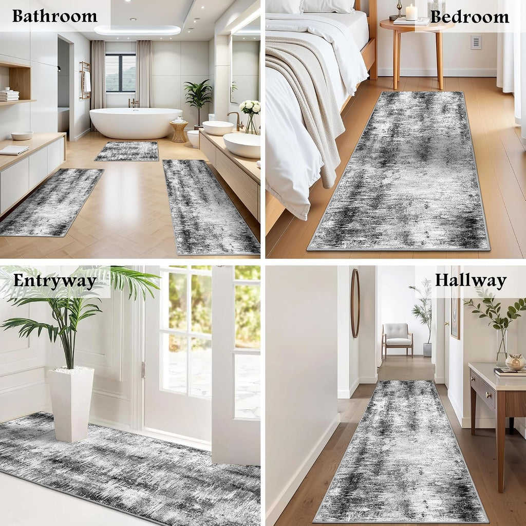 Upgrade Non Slip Kitchen Rugs Sets of 3 Washable Kitchen Mats for Floor Abstract Kitchen Runner Rug Ultra Soft Floor