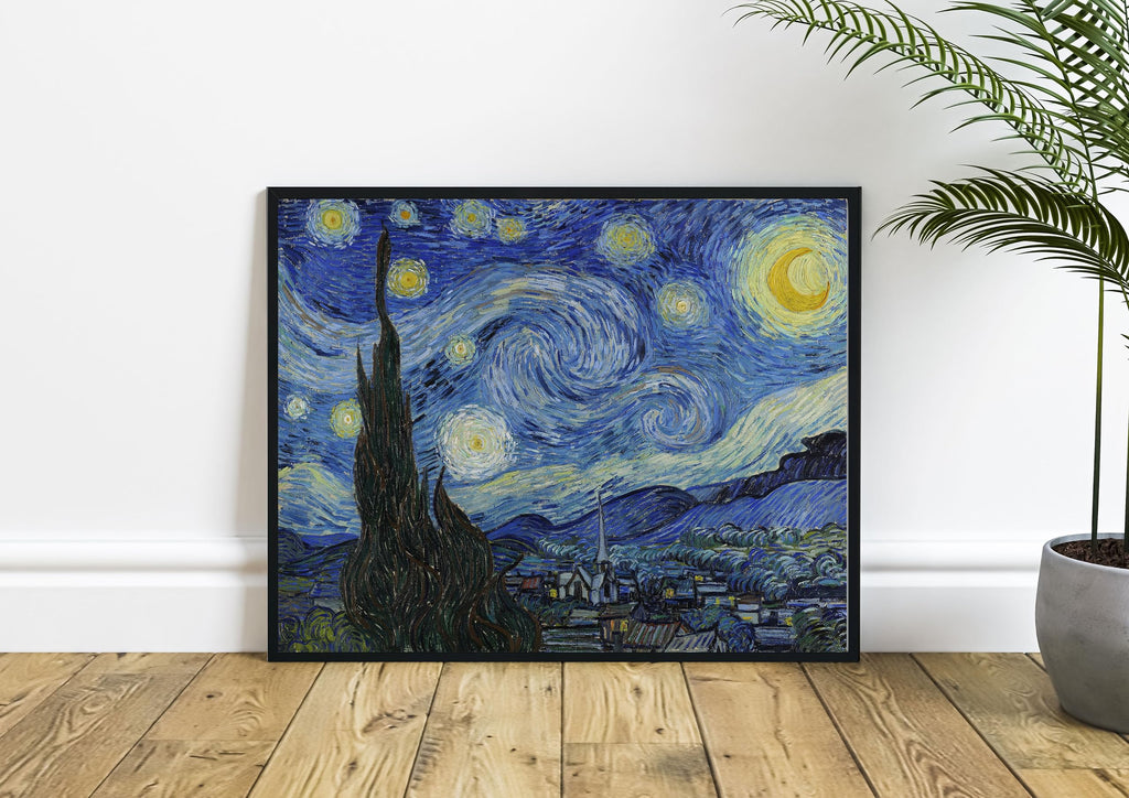 Starry Night Van Gogh Unframed Wall Art Print Poster, Vintage Landscape Painting Wall Art, Bathroom Decor 121B