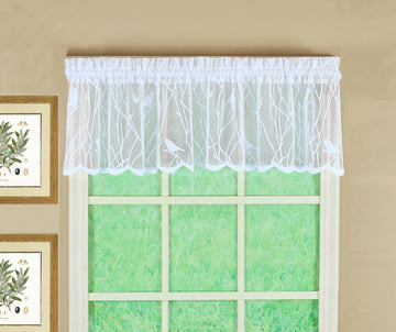 Songbird Semi-Sheer Lace Valance 12", White, 56" W x 12" L