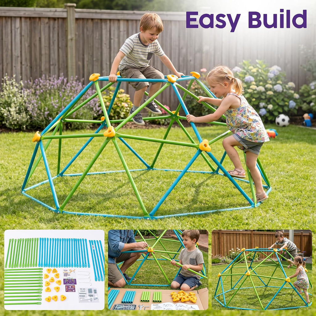6ft Climbing Dome for Kids, Sturdy Steel Dome Climber, Outdoor Backyard Jungle Gym & Monkey Bars, Fun Active Play