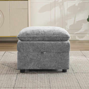 27" Large Square Ottoman with Storage, Modern Upholstered Footrest with Anti-Slip Legs for Couch Coffee Table Living