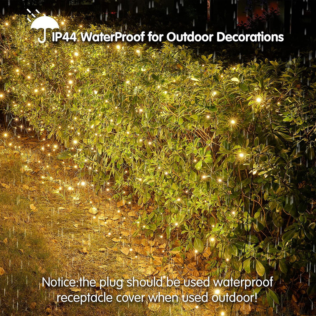 Led Christmas Net Lights Outdoor Christmas Lights WarmWhite 160LED 5ftx7ft, Waterproof Outdoor Indoor Fairy Mesh Net