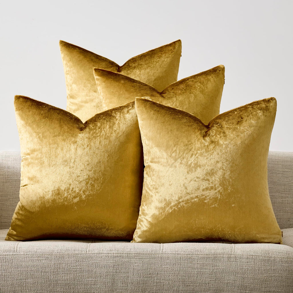Pack of 4 Gold Decorative Velvet Pillow Covers 18x18