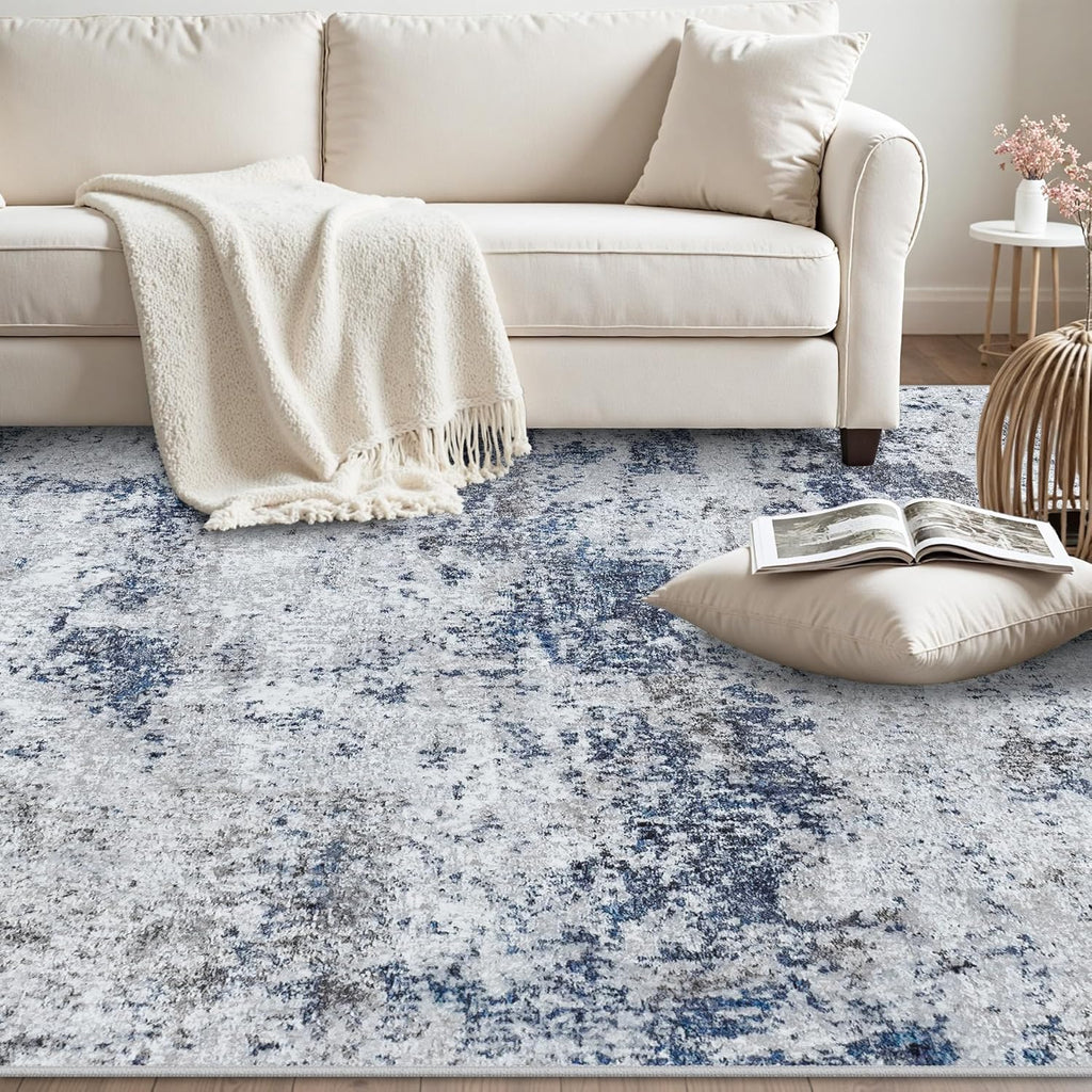 Area Rugs 8x10 Living Room Rugs: Modern Abstract Washable Rug with Non-Slip Backing