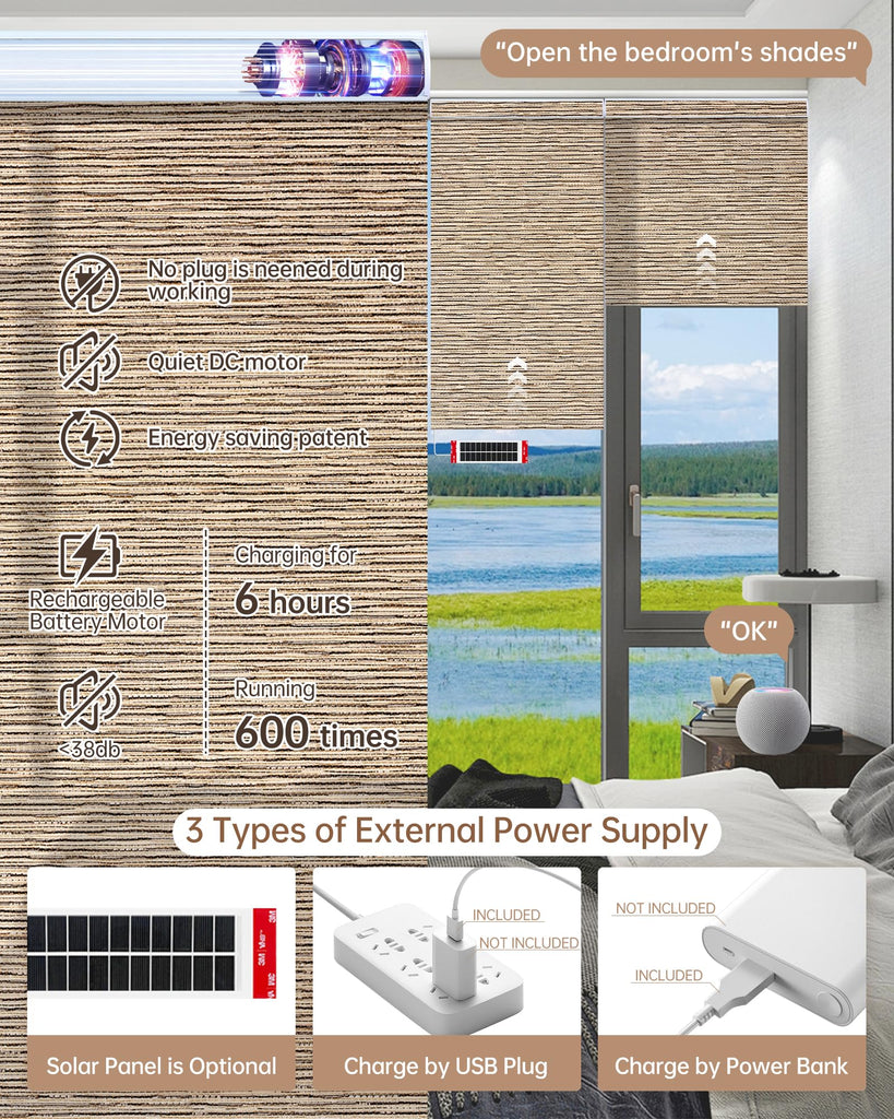 Motorized Blinds with Remote, APP, Voice Control - Light Filtering