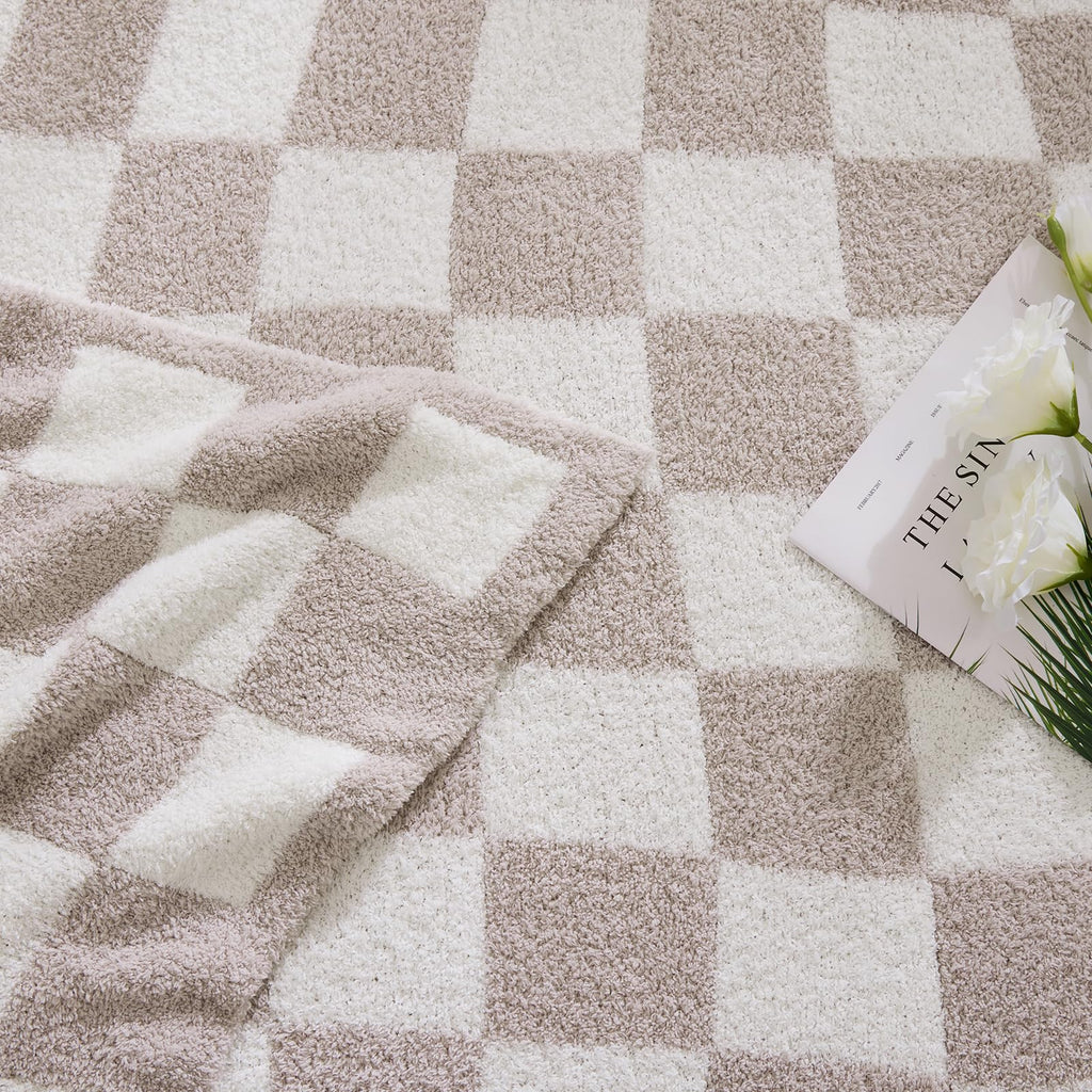 Soft Checkered Throw Blanket for Couch-Cozy Fall Knitted Blankets