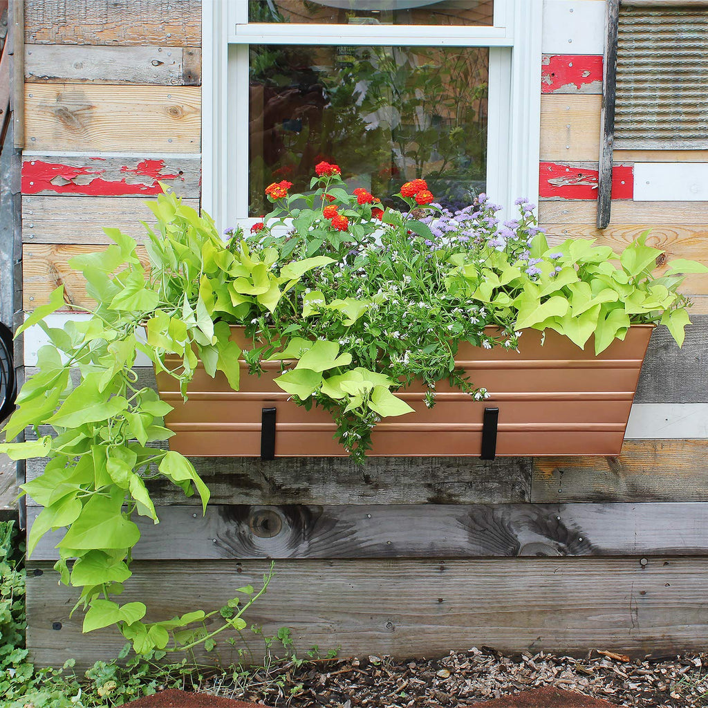 Plated Flower Box, Window Flowerbox Planter, Large, Copper