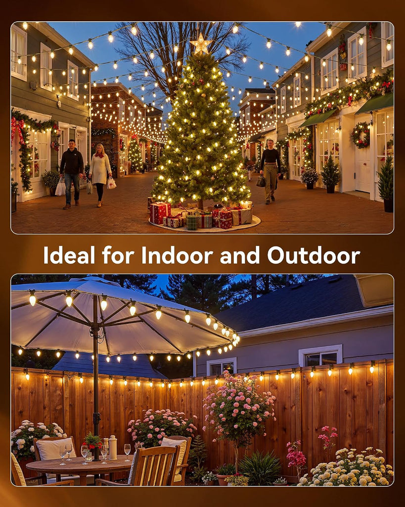 Commercial 500 FT C9/E17 Christmas Light Sockets Set Spool, UL Listed C9 Sockets Patio String Lights C9 Strands - 12"