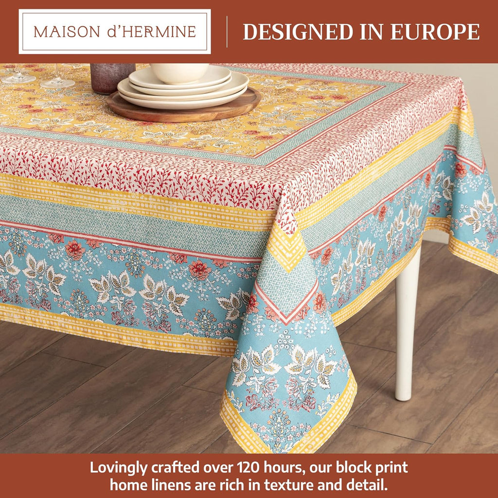 Table Cloth Square Table 100% Cotton 60 x 60 Inches Tablecloth Reusable Decorative for Dining Kitche