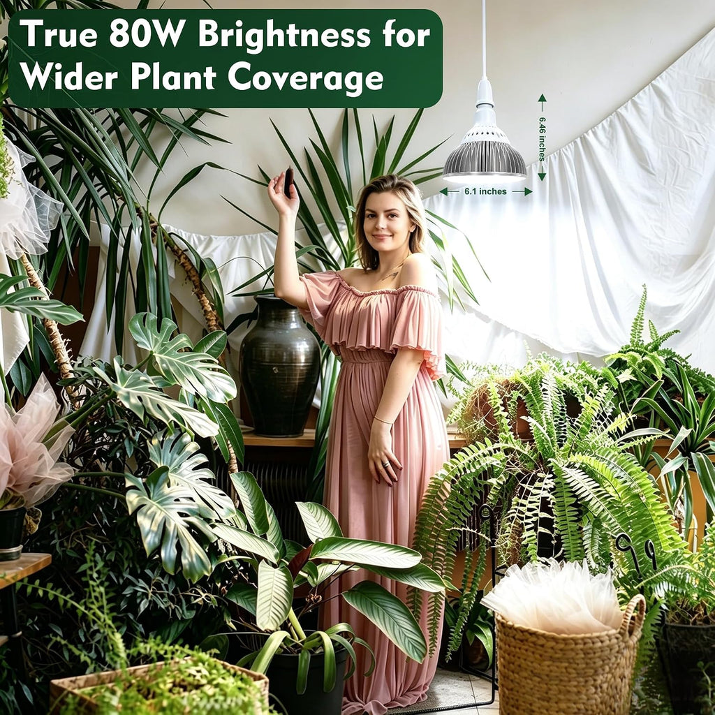80W (800 Watt Equiv) Large Full Spectrum LED Grow Light Bulb,White