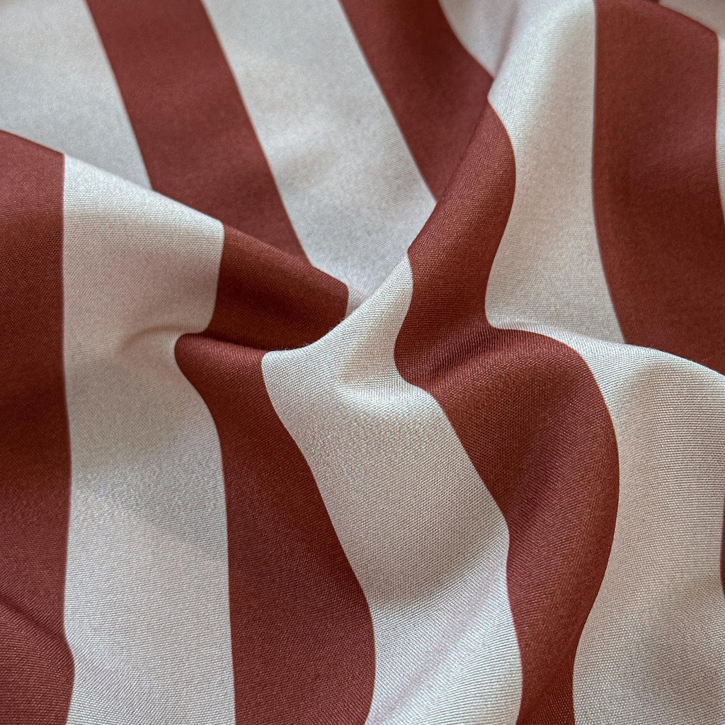 Dark Red Striped Duvet Cover Set