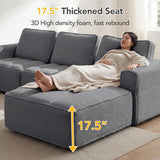 145" U Shaped Modular Sectional Sofa with Ottoman, Boneless Comfy Couch with Layered Cushion