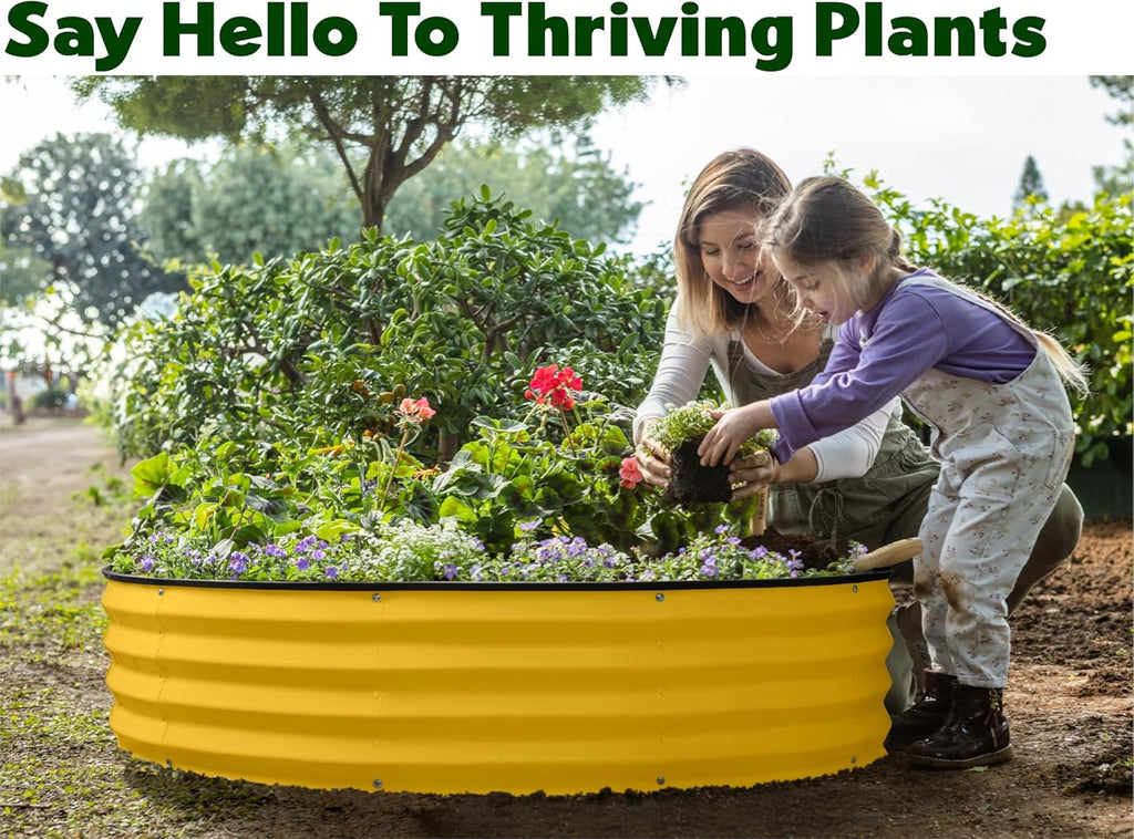Round Galvanized Raised Garden Bed // 4×4×1 ft (2-Pack) Galvanized Raised Garden Beds Outdoor for Gardening