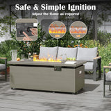 51 Inch Outdoor Fire Pit Table, 50,000BTU Rectangle Propane Fire Pit with Sliding Tank Holder, Glass Wind Guard, Dust Cover, Removable Lid, CSA - Image 4