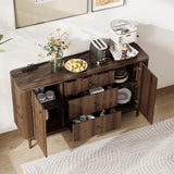 59" Buffet Cabinet with Drawers, Large Fluted Sideboard Buffet Storage Cabinet with Charging Station