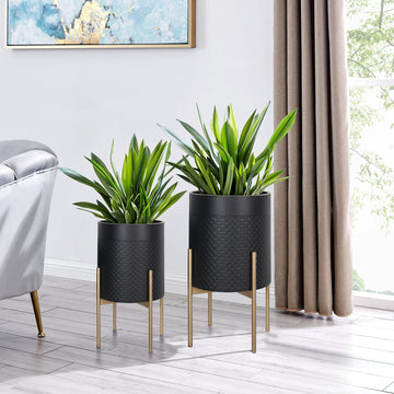 Planters for Indoor Plants, Set of 2 Decorative Planter with Stand