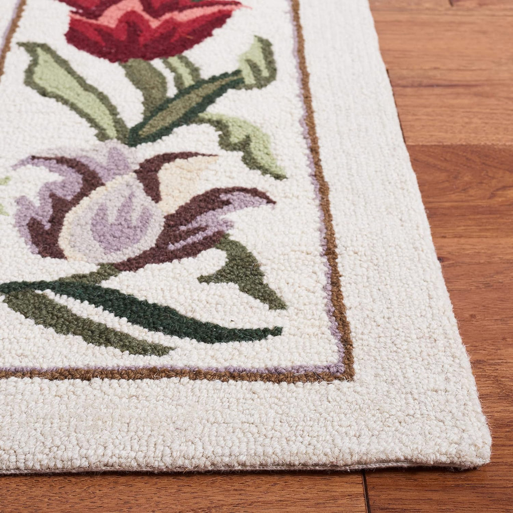 Chelsea Area Rug - 10' x 14', Ivory & Green, French Country Floral Design, Handmade Wool