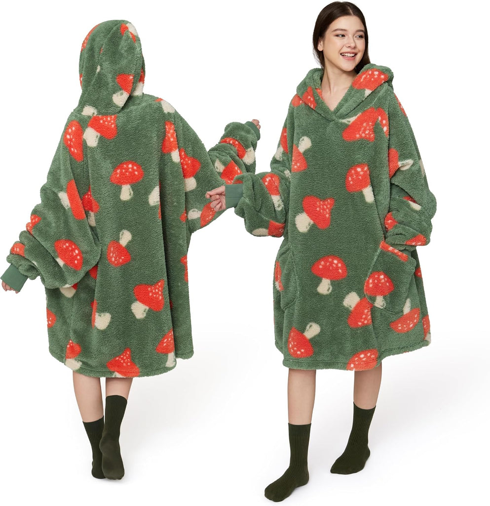 Wearable Blanket for Adults, Chessboard Pattern Blanket Hoodie