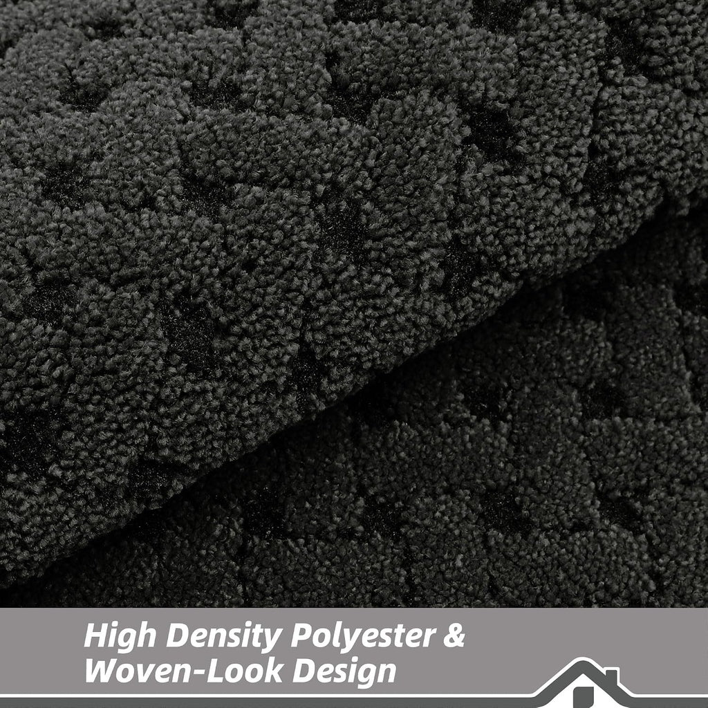 Dirt Trapper Door Mat Non-Slip Entryway Rugs, 24" x 36", Dark Grey | Absorbent Dog Doormats, Woven-Look Washable