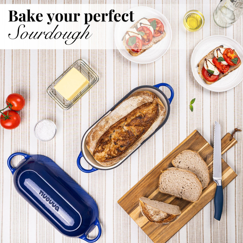 Enamelled Cast Iron Bread Loaf Pot - Dutch Oven For Sourdough Bread Baking - Oven Safe Non Stick Bread Pot