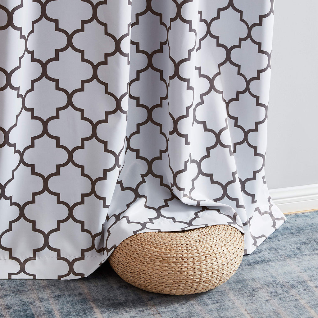 Lattice Print Decorative Blackout Thermal Insulated Privacy Room Darkening Grommet Long Window Drapes Curtain Panels