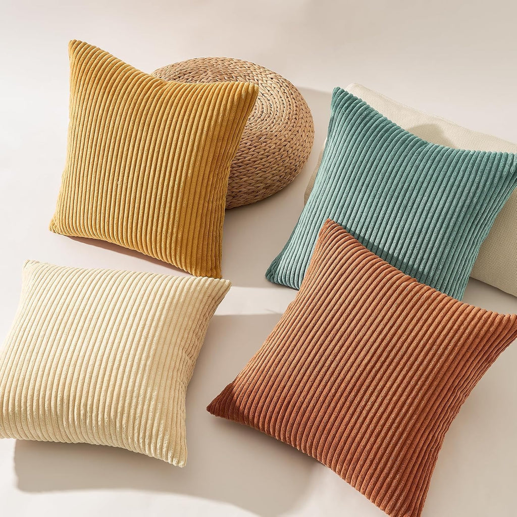Decorative Throw Pillow Covers Cushion Cases, Set of 4 Soft Velvet Modern Double-Sided Designs, Mix and Match for