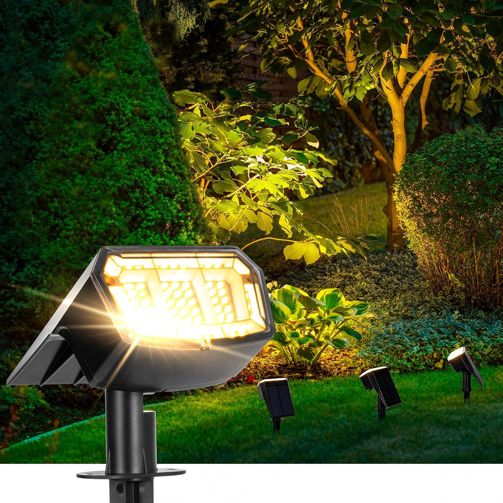 Spot Lights Outdoor Waterproof, Solar Spotlights, 4 Packs, Warm White | 63 LED, 3 Lighting Modes, 120° Adjustable