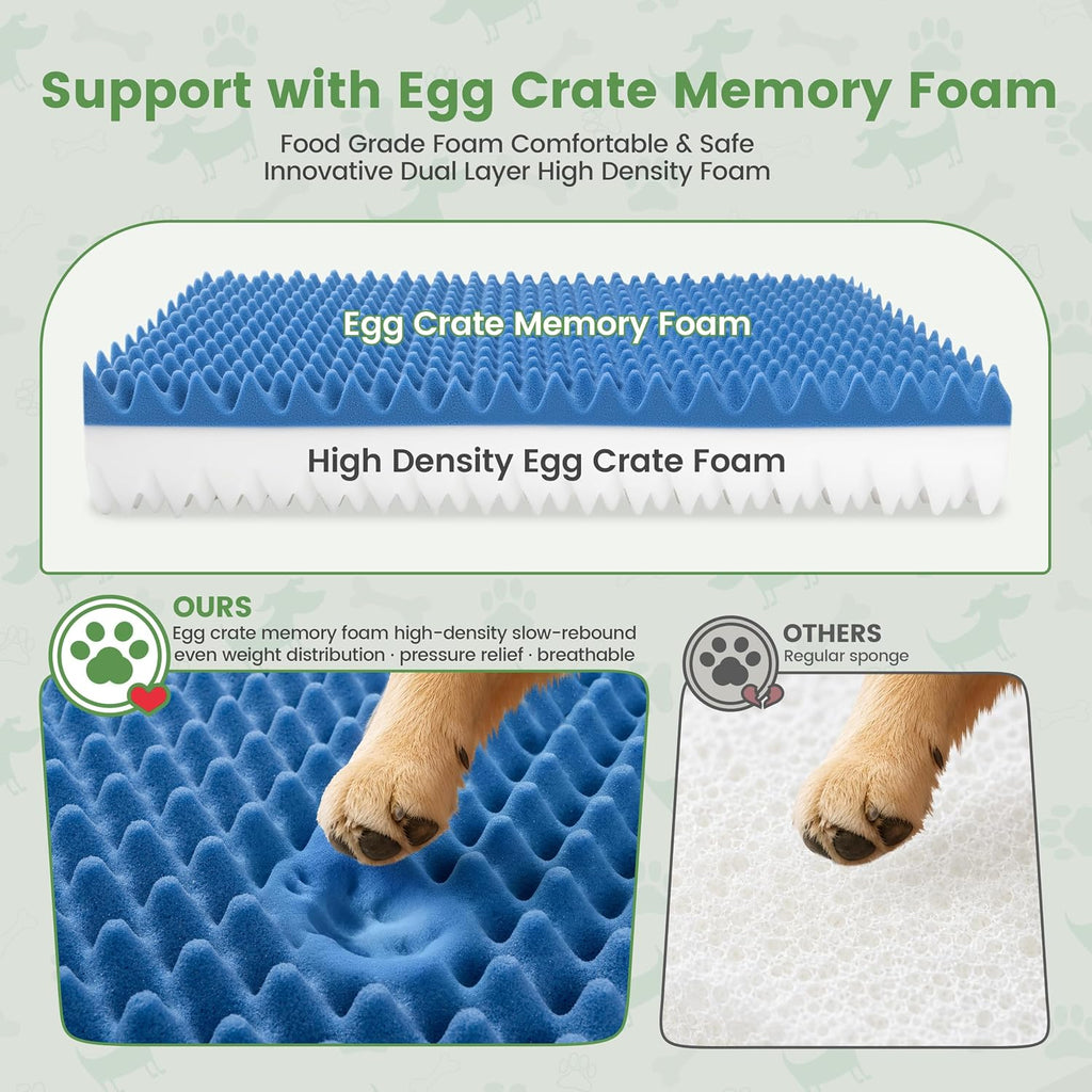 Orthopedic Dog Bed for Medium Large Dogs, 3.5" Thick, Supportive Memory Foam & High Density Egg Crate Foam Pet
