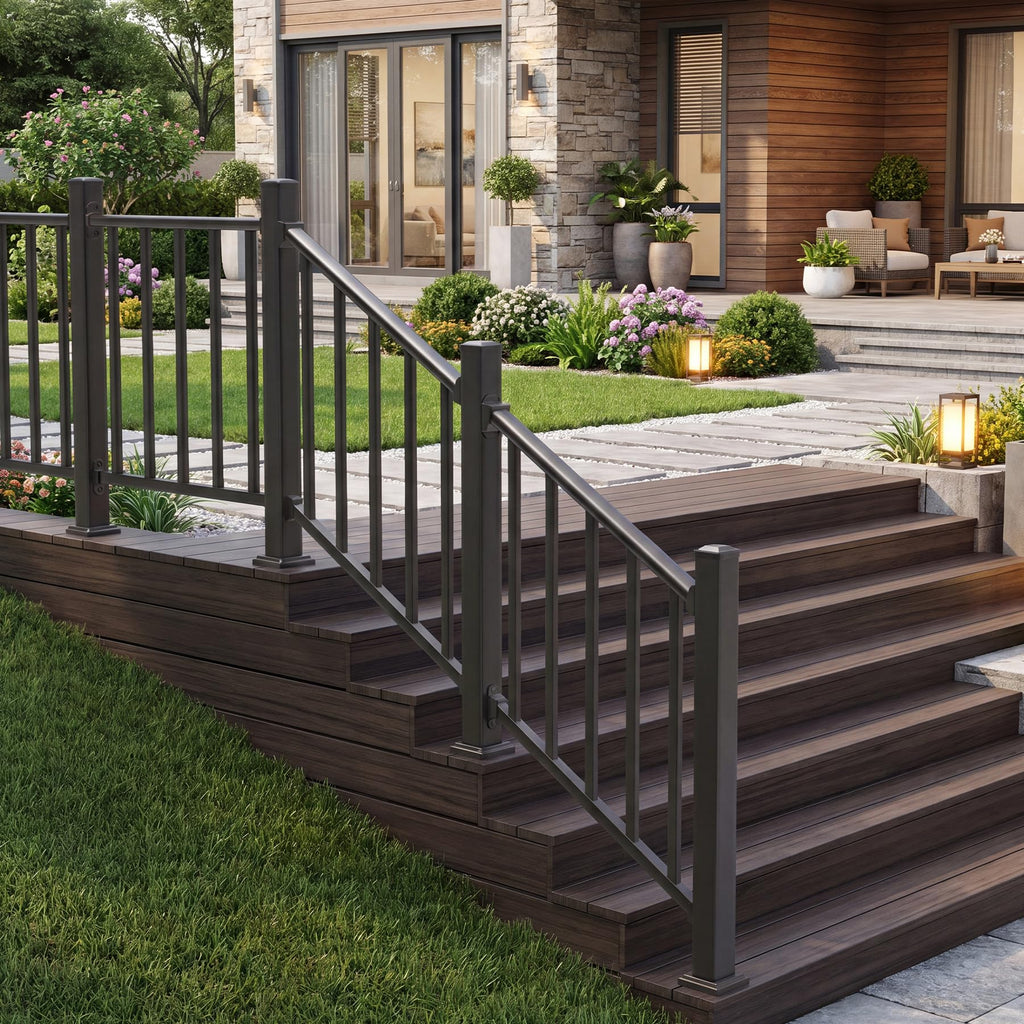 36 in x 3 Ft Modular Black Stainless Steel Stair Railing Kit