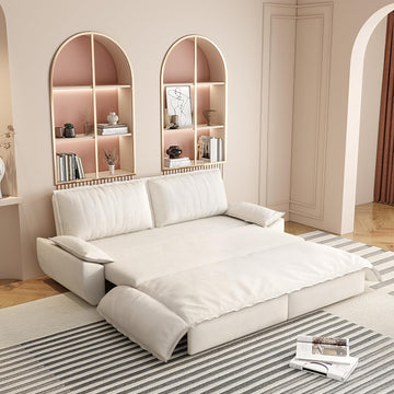 3-in-1 Convertible Sofa Bed Queen Size Pull Out Sleeper Sofa with Heavy Duty Metal Frame, Luxurious Velvet