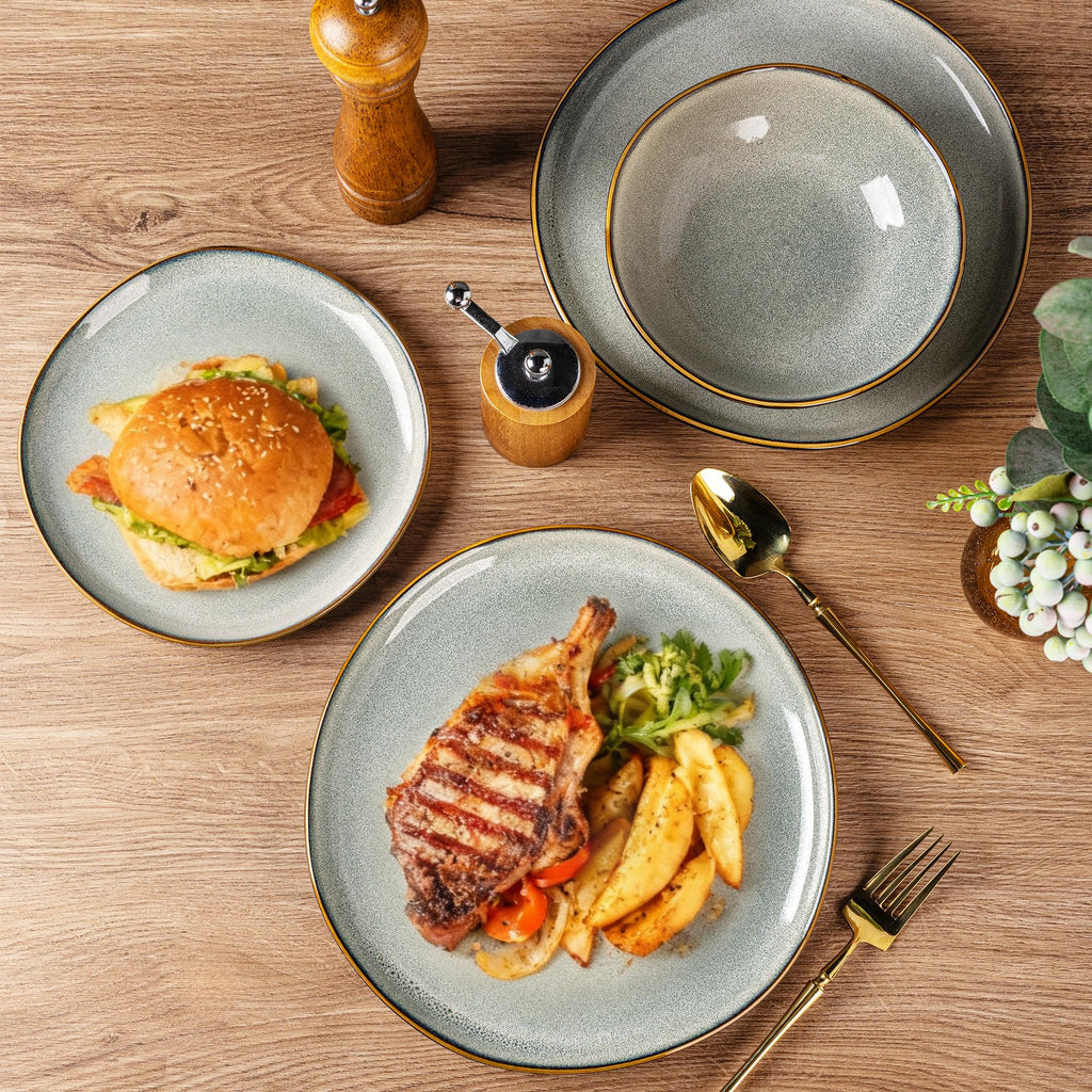 Ceramic Dinnerware Sets for 8, 24Pcs Plates and Bowls Sets Dishes