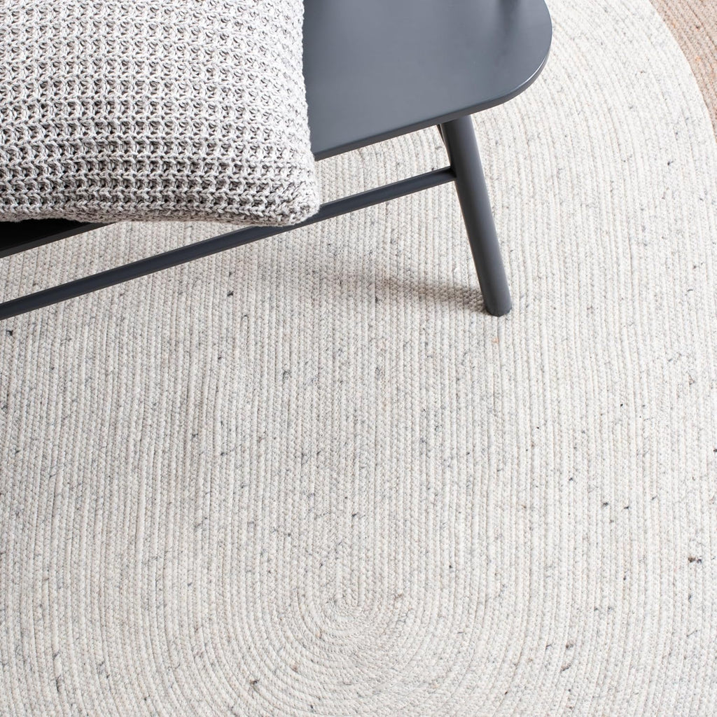 Braided Wool Oval Rug, Farmhouse Charcoal & Ivory BRD903H