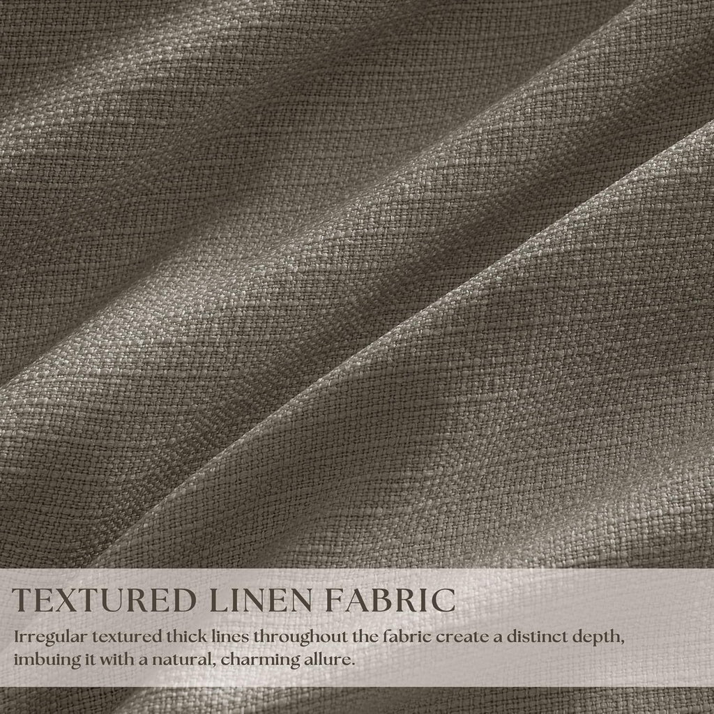 Dark Taupe 96 Inch Blackout Pinch Pleated Curtains 2 Panel Set for Living Room Darkening Thick Linen Textured 100%