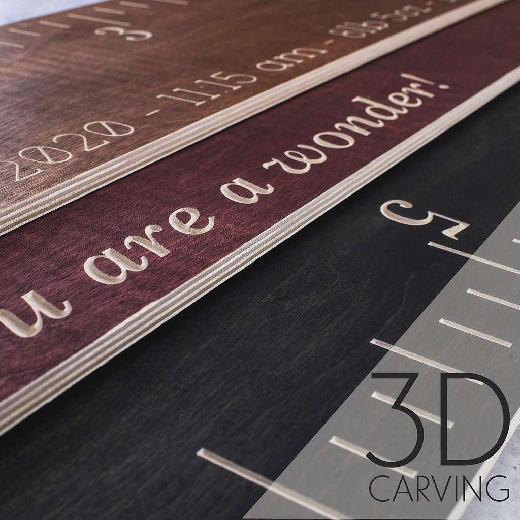 Personalized Wooden Height Growth Chart Ruler for Kids, Boys & Girls w Name | 3 Designs, 5 Various Wood Colors