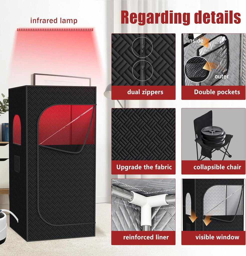 Nirvix Sauna Box, Portable Steam Sauna for Home with 1000W 3L Steamer, 9-Level Temperature Control & Remote