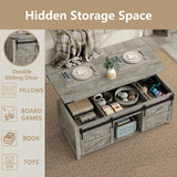 Lift Top Coffee Table, 47.3'' Farmhouse Coffee Table with Large Hidden Storage Compartment & Sliding Barn Doors