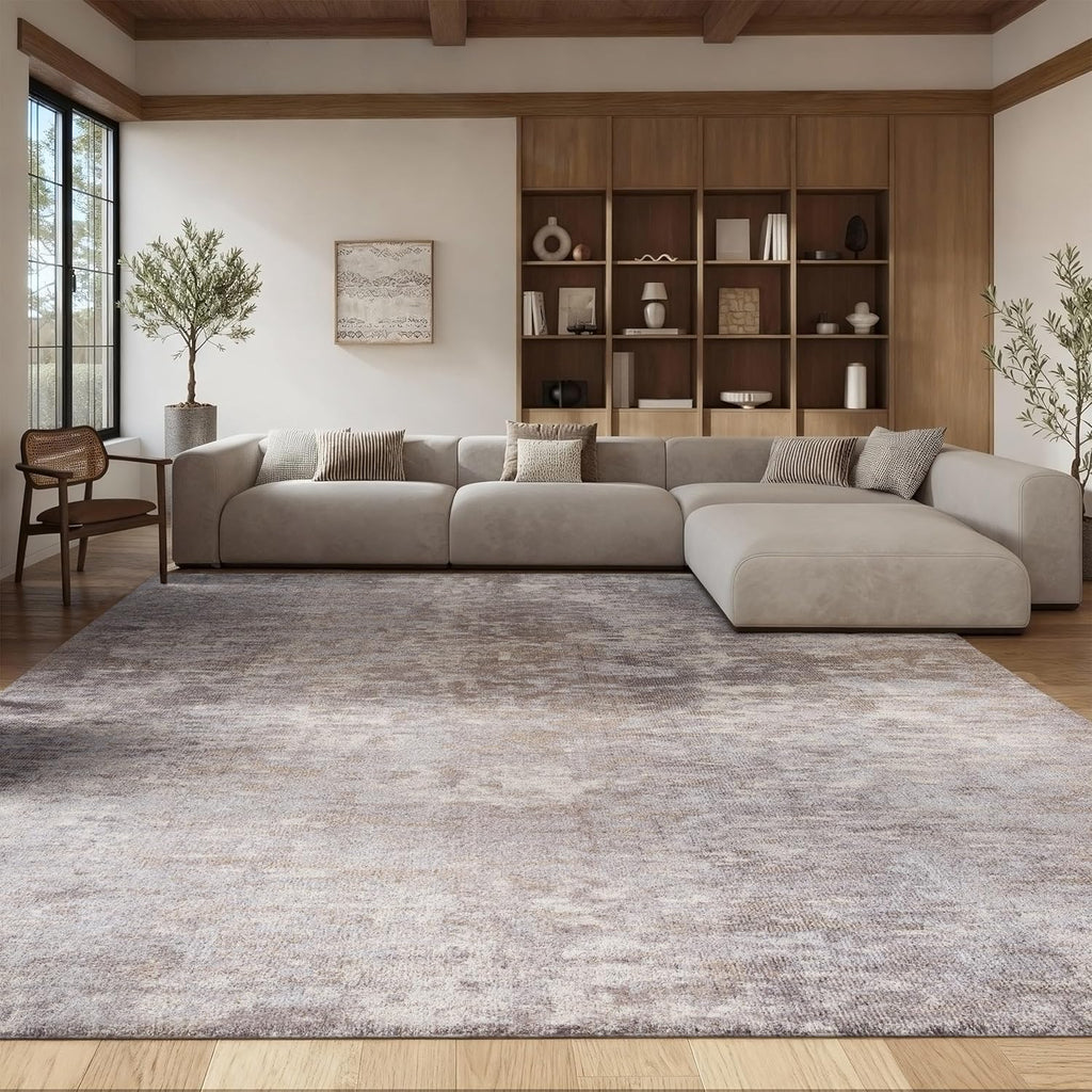 Madison X-Large Area Rug - 12' x 15', Grey & Beige, Modern Abstract Design, Non-Shedding & Easy Care